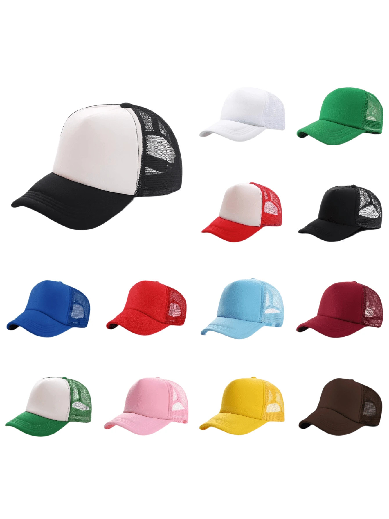 Unisex Adjustable Partial Mesh Trucker Baseball Cap Hat, Suitable For Daily Use | SHEIN