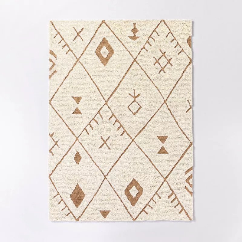 Claybourne Geometric Shag Diamond Wool/Jute Area Rug Ivory - Threshold™ designed with Studio Mc... | Target