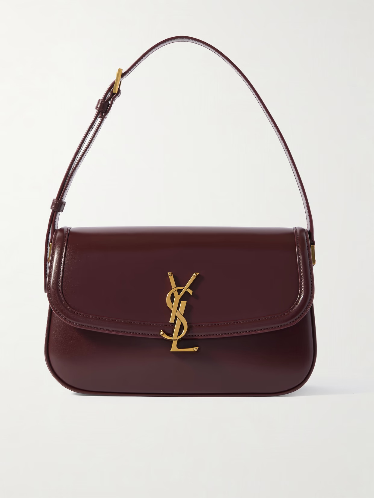 SAINT LAURENT - Solferino Medium Leather Shoulder Bag - Burgundy | NET-A-PORTER (US)