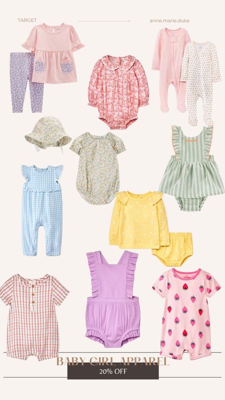 SALE ALERT - 20% off baby apparel at Target. Great time to stock up on some spring and summer clothes for baby girl. #easter #spring #sale

#LTKbaby #LTKsalealert #LTKSeasonal