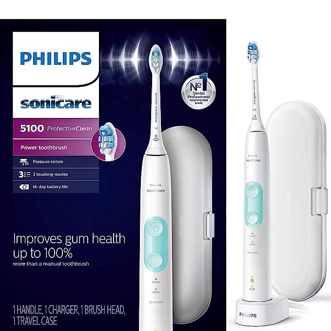 Philips Sonicare HX6857/11 ProtectiveClean 5100 Rechargeable Electric Toothbrush, White | Amazon (US)