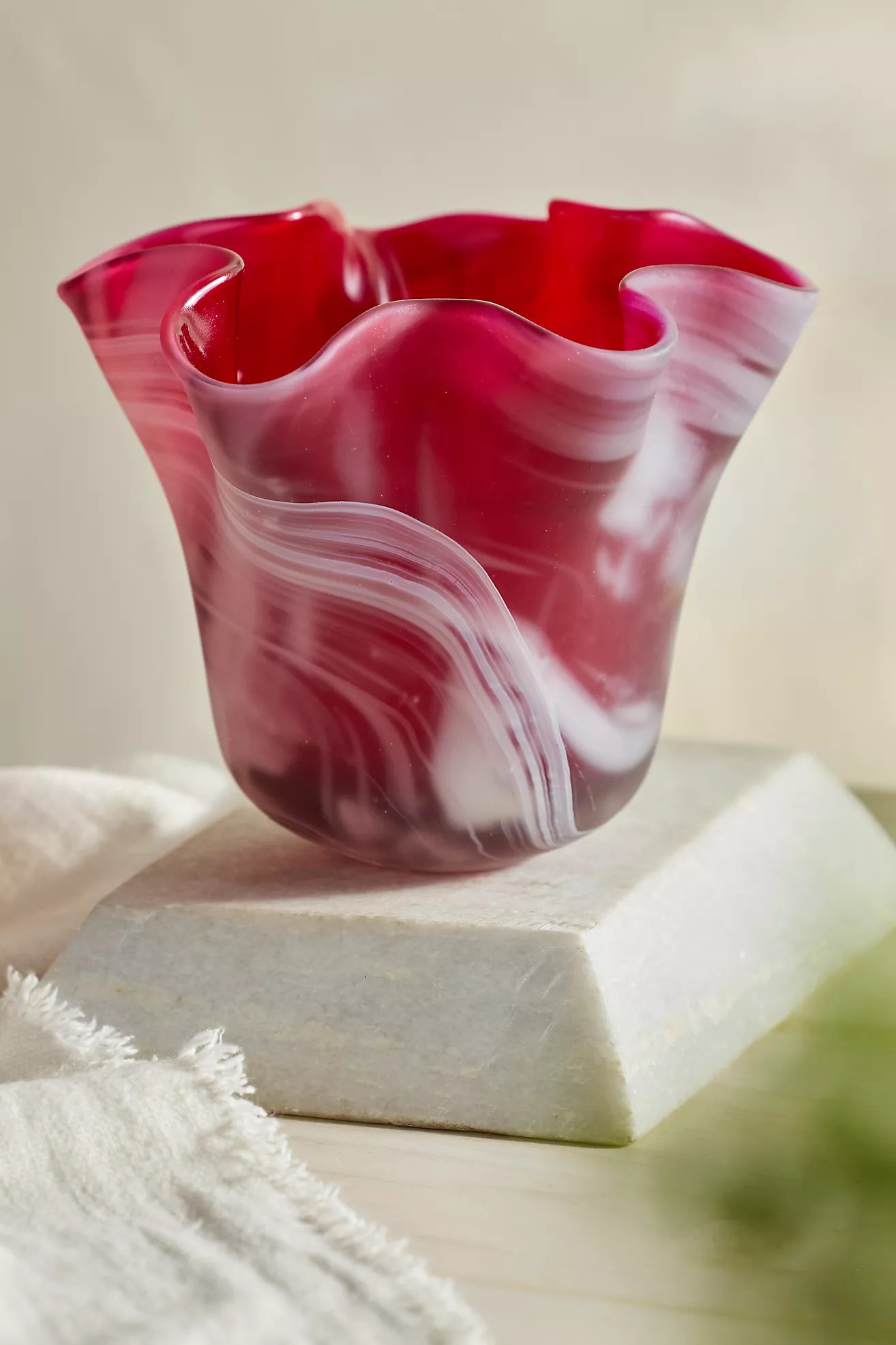Marbled Glass Ruffle Planter | Anthropologie (US)