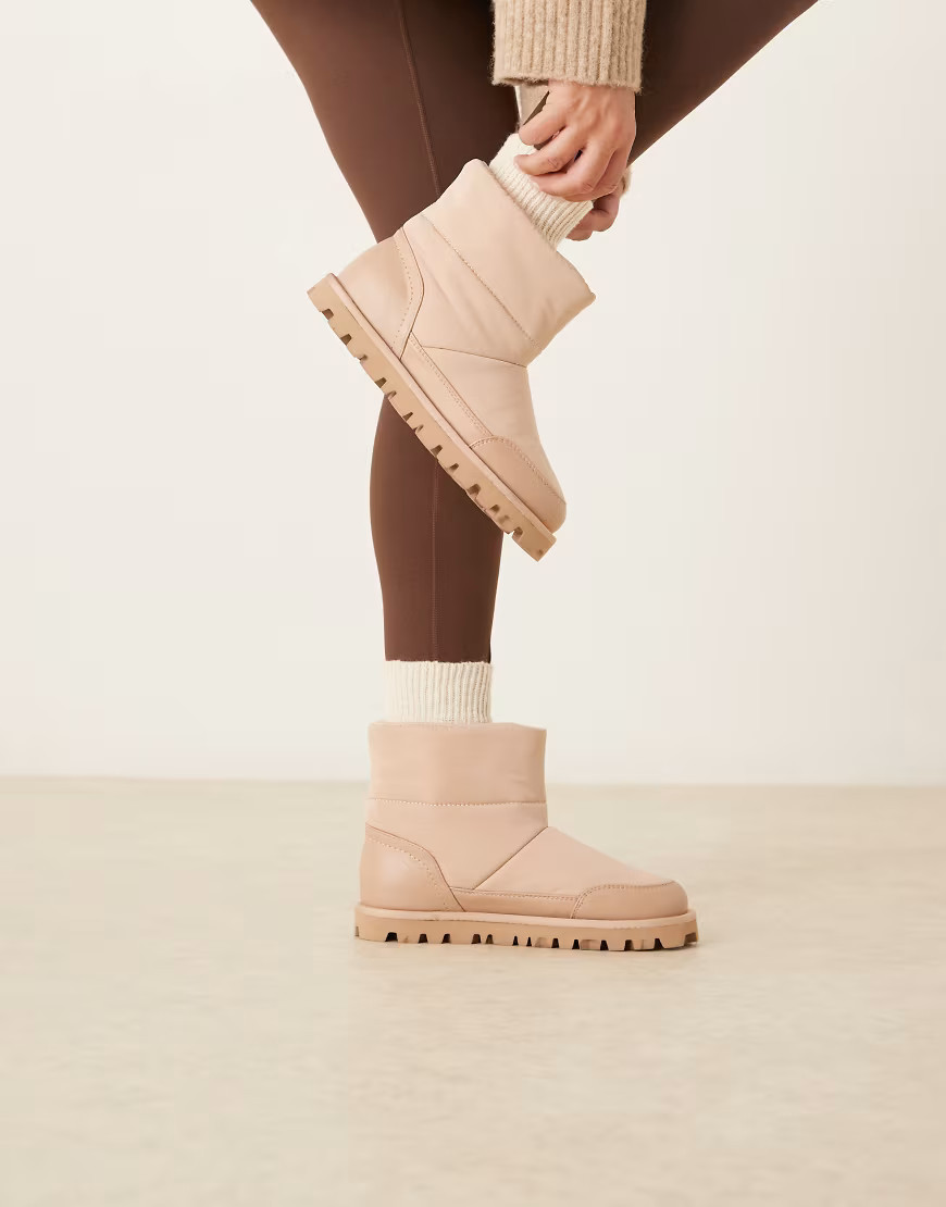 ASOS DESIGN Audrey nylon snow boot in blush-Neutral | ASOS (Global)