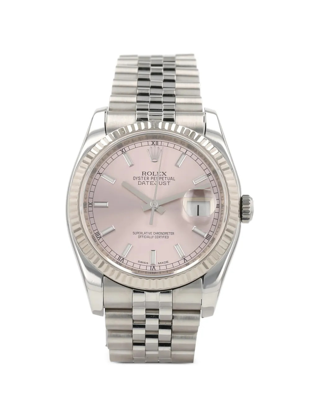 Rolex 2010s Datejust striated pink 36mm watch - Silver | Farfetch Global