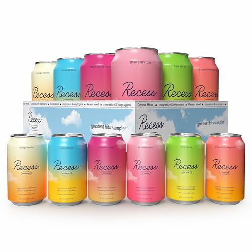 Recess Mood Magnesium Supplement Drink Calming Beverage, 12 Ounce (Variety Pack, 12 Pack) *Greatest Hits Sampler* | Amazon (US)