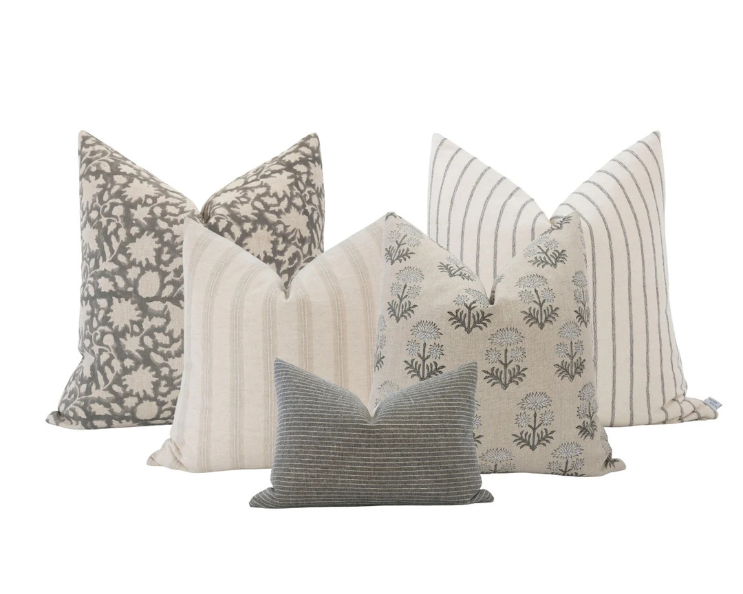 Neutral Pillow Cover Combo Designer Linen Pillow Cover Set Summer Pillow Combo Light Neutral Pill... | Etsy (US)