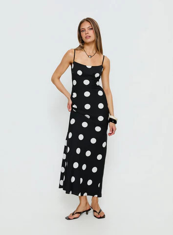 Avienna Maxi Dress Black Polka Dot | Princess Polly US