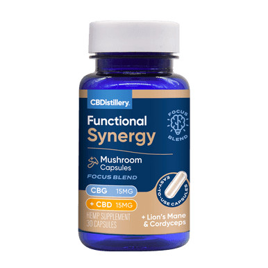 Functional Synergy Focus Mushroom Capsules – 15mg CBG + 15mg CBD – 30ct | CBDistillery