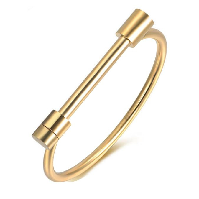 Baoli Stainless Steel Yellow Gold Letter D Horseshoe Screw Bangle | Amazon (US)