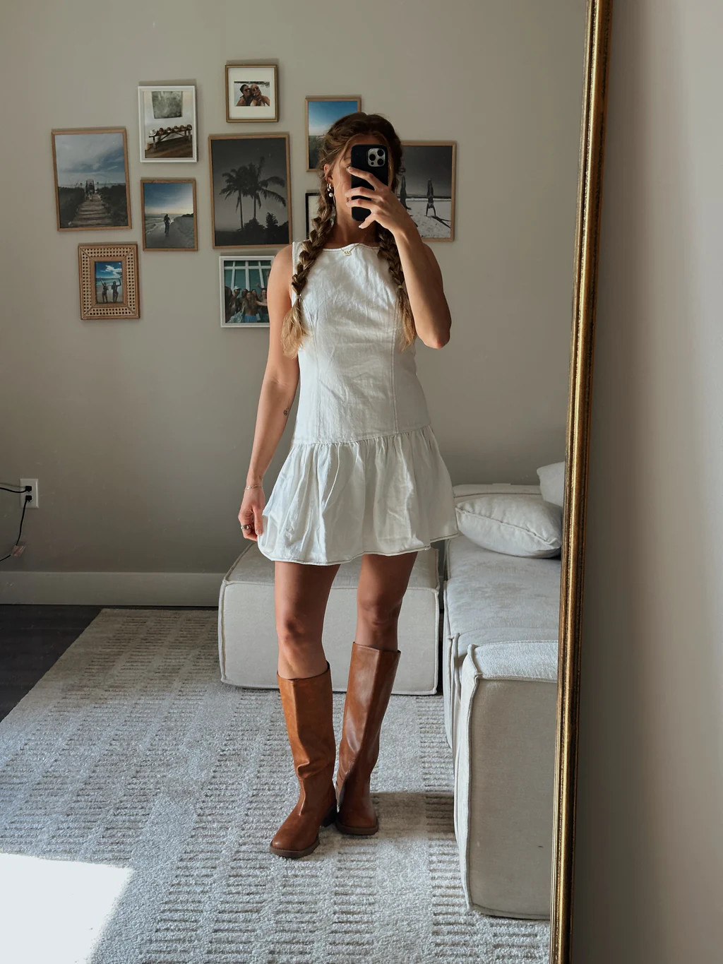 Low Waist Mini Dress - White | amandenimes