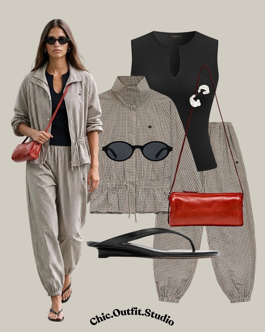 Checked Funnel Neck Jacket & Balloon Trousers Co-Ord

✨A checked drop waist funnel neck jacket paired with matching balloon trousers creates a modern, fashion-forward co-ord that’s equal parts comfortable and polished. Styled with a sleek black sleeveless top, black flip-flops and a rich burgundy crossbody bag, this look is perfect for travel days, weekend city strolls, coffee dates, sightseeing, casual lunches or effortless everyday wear.

Tags: checked co-ord women, checked drop waist funnel neck jacket, balloon trousers co-ord, matching set women, black sleeveless top outfit, elevated casual outfit, European casual style, travel outfit women, airport outfit inspiration, neutral summer outfit, minimalist fashion women, relaxed luxury style, comfortable chic outfit, vacation outfit women, capsule wardrobe outfit, effortless everyday style, city outfit inspiration, modern casual fashion, contemporary co-ord outfit, quiet luxury style

#LTKsummer #LTKstyletip #LTKshoes