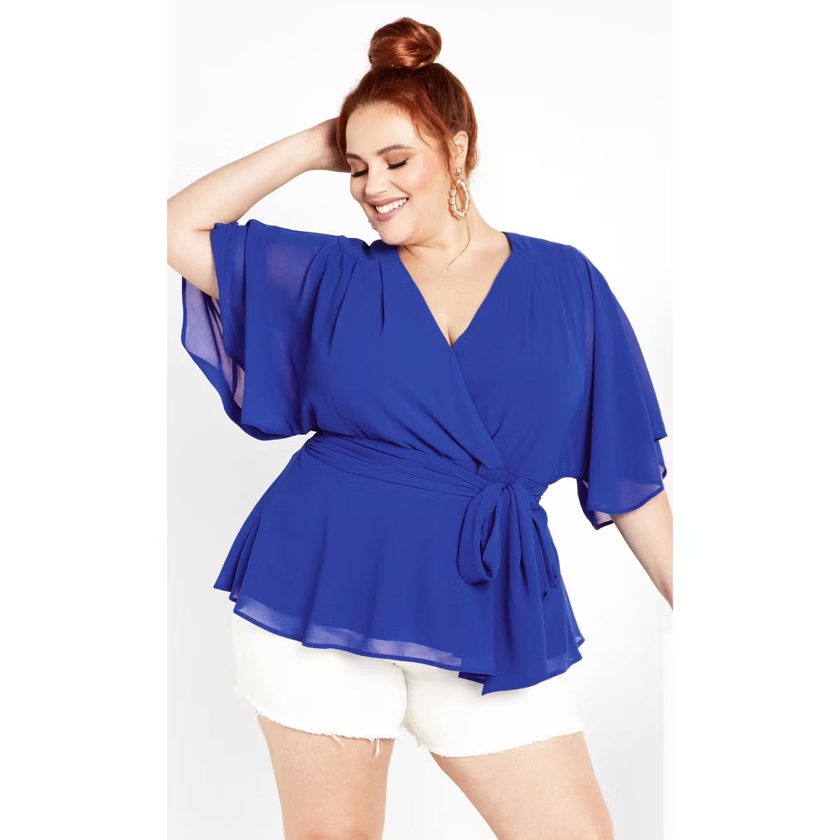 CITY CHIC | Women's Plus Size  Elegant Wrap Top - ultra blue - 18W | Target