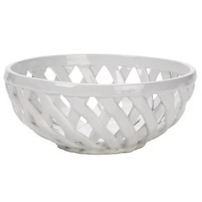 Modern Farmhouse 9-Inch Beaded Bread Basket in White | Bed Bath & Beyond