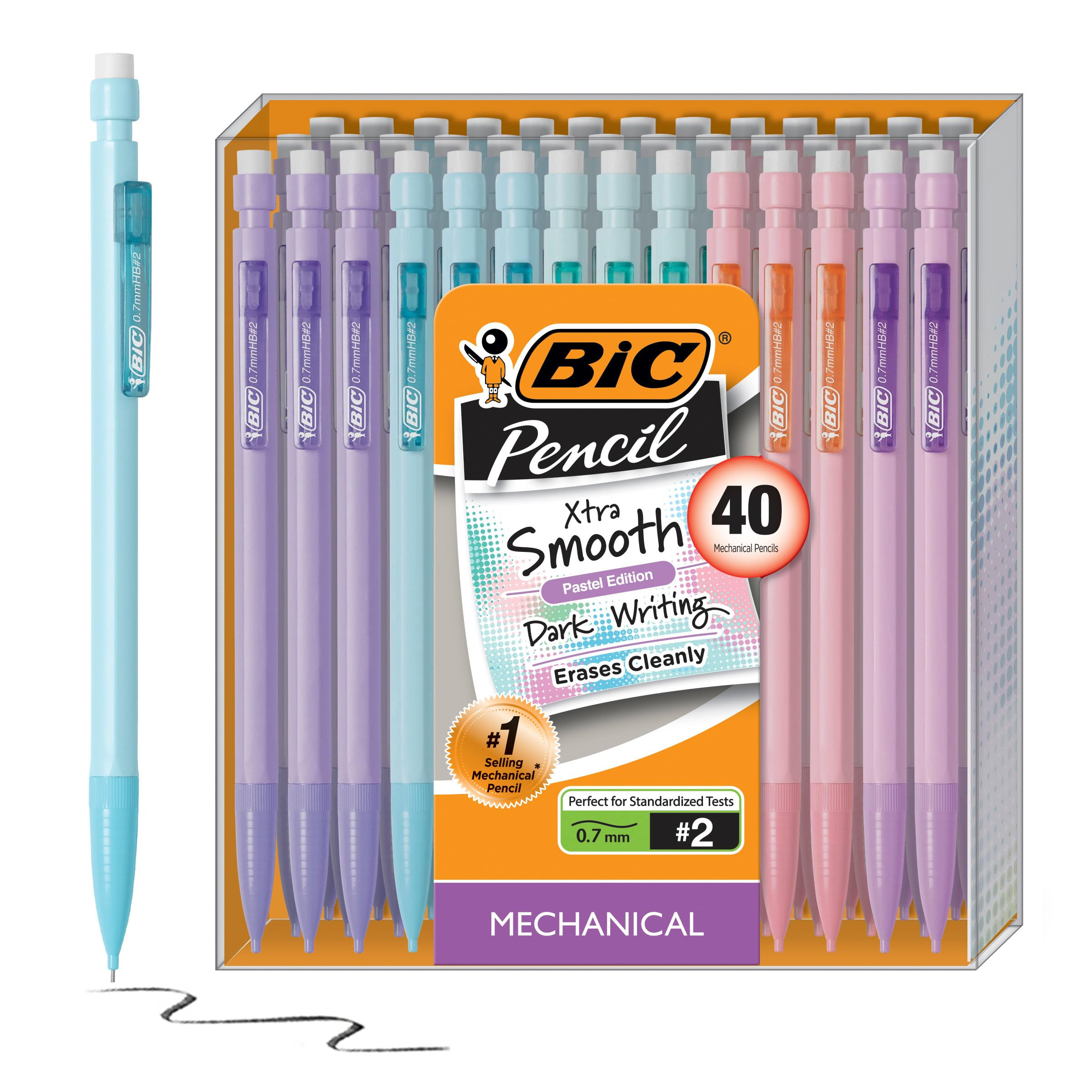 BIC Xtra-Smooth Pastel Mechanical Pencils with Erasers, Medium Point (0.7mm), 40-Count Pack, Bulk... | Amazon (US)