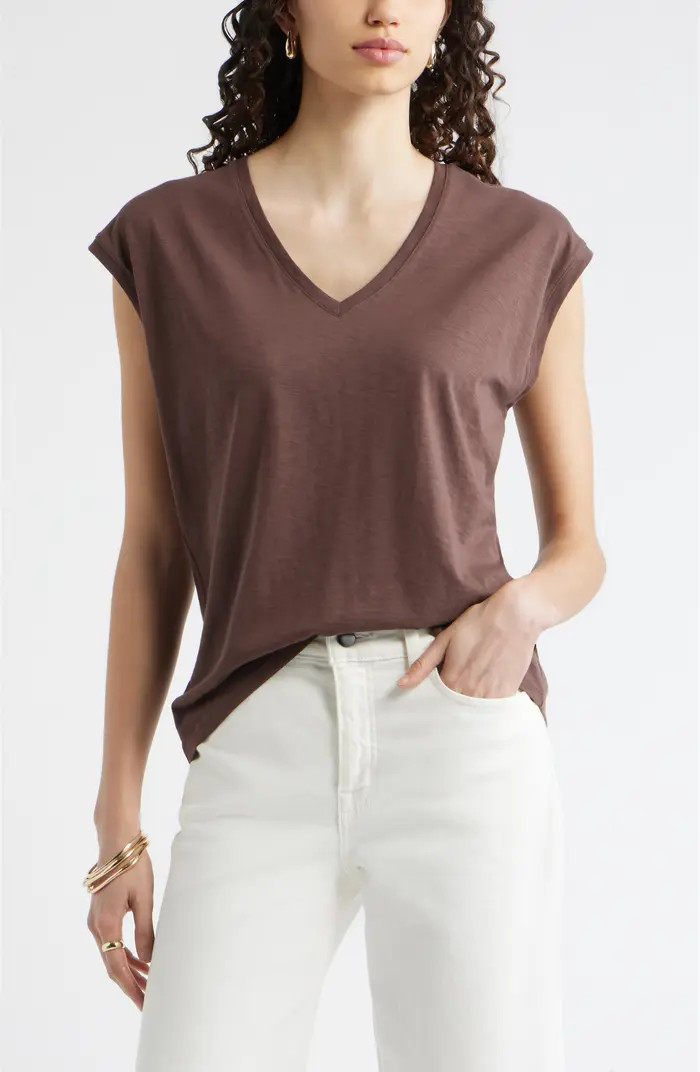 Nordstrom Sleeveless V-Neck Cotton T-Shirt | Nordstrom | Nordstrom