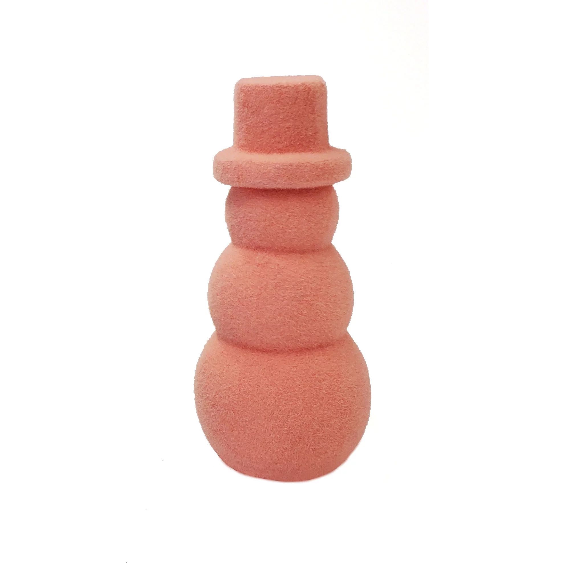 Christmas Pink Flocked Snowman Tabletop Decor, 8.5 in, by Holiday Time | Walmart (US)