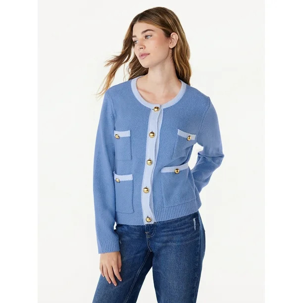 Free Assembly Women's Patch Pocket Cardigan Sweater, Midweight, Sizes XS-XXL | Walmart (US)