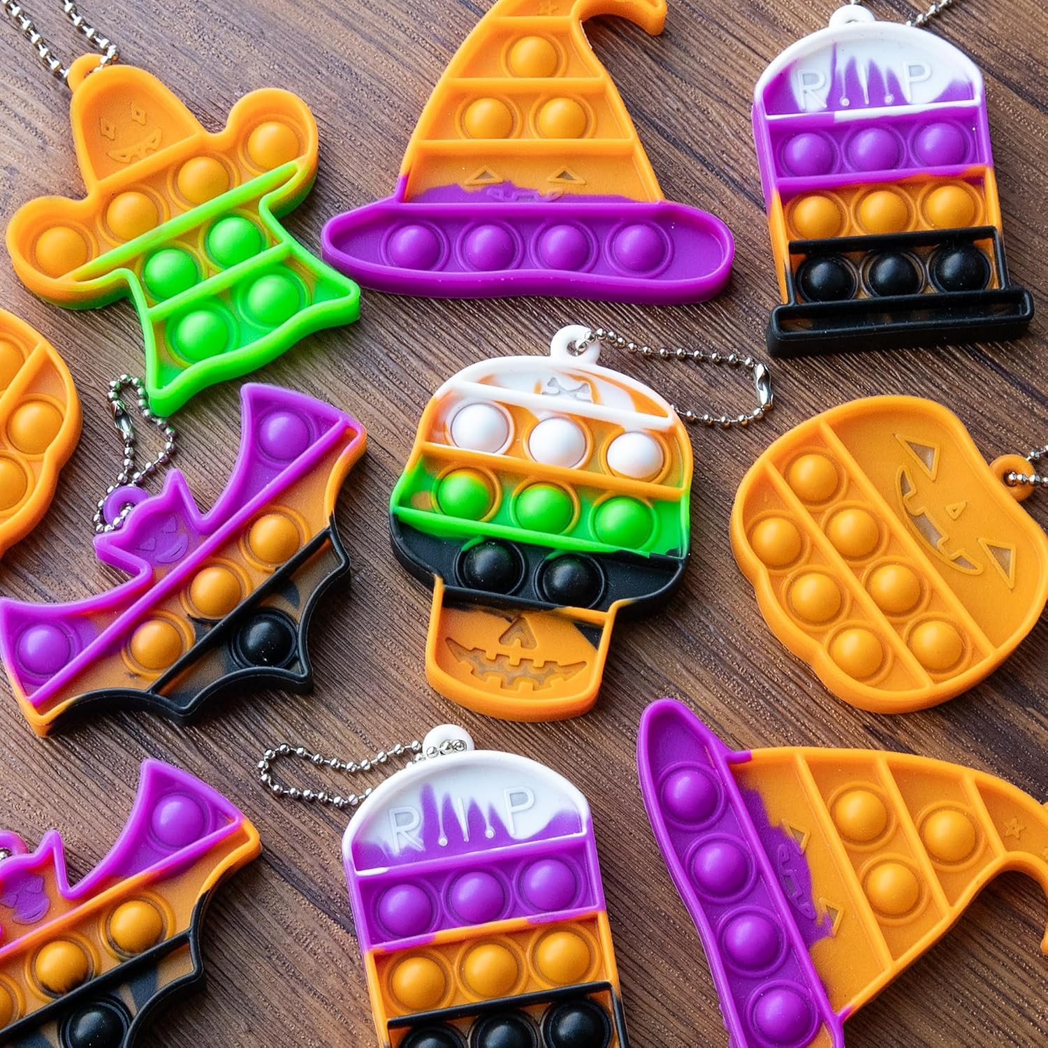 Halloween Party Favors - Halloween Pop Fidget Toys - 24 Mini Pop Bubbles Bulk with Keychain for Kids 4-8 8-12- Stress Relief Sensory Fidget Pack prizes for School Classroom Toddlers Boys Girls | Amazon (US)