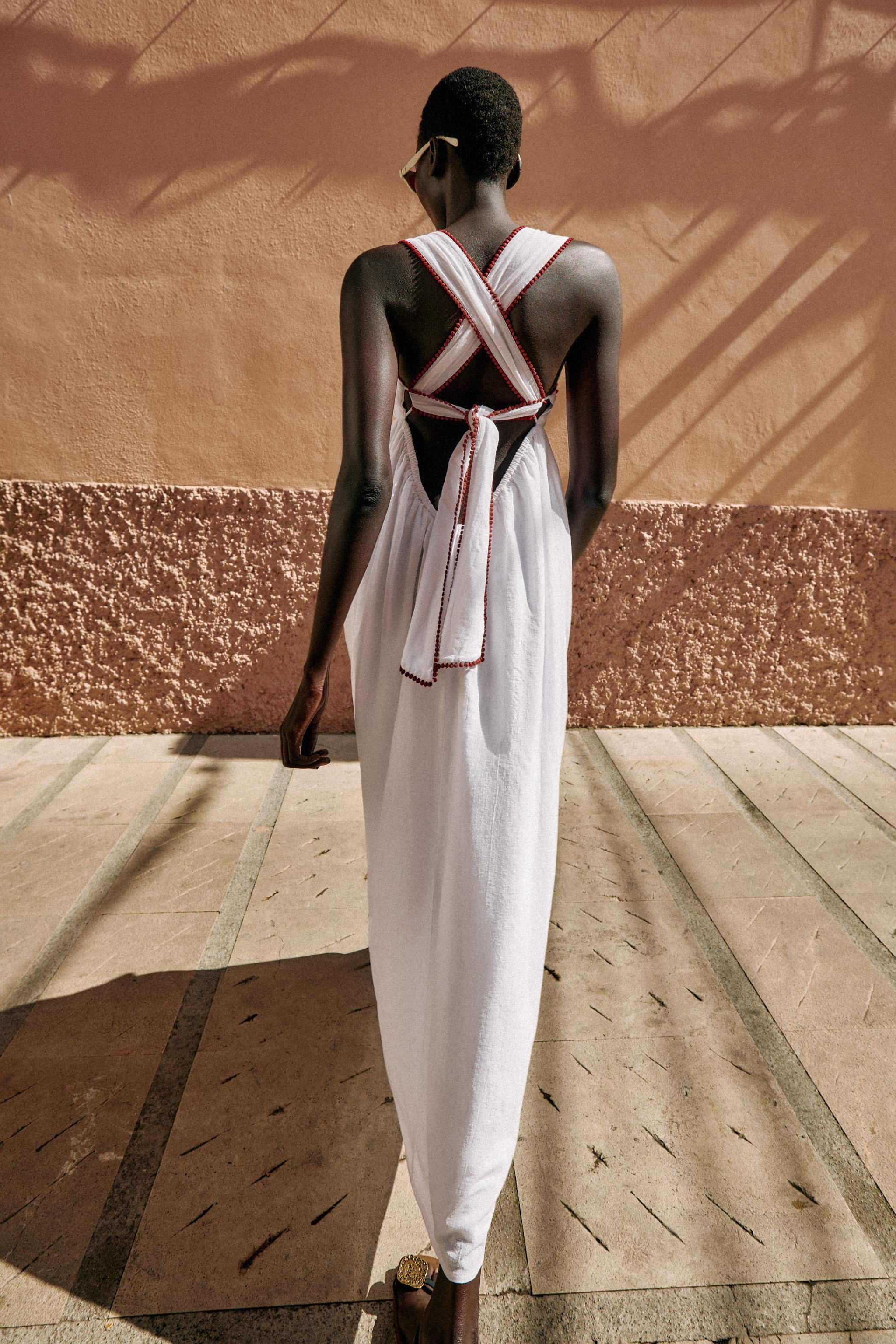 EMBROIDERED TEXTURED MIDI DRESS | Zara UK