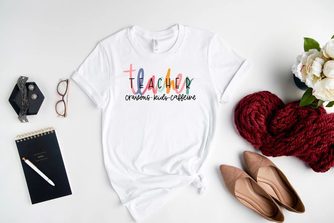 Teacher Shirt, Crayons Kids Caffeine Shirt, Teacher Mode Shirt, Teacher Life, Teacher Appreciatio... | Etsy (US)
