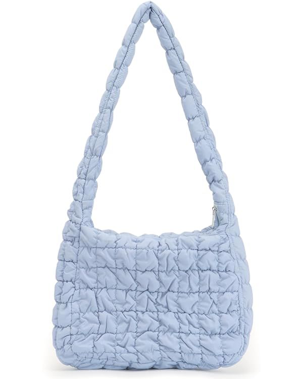 Puffer Quilted Carryall Bag,Quilted Shoulder Bag,Puffy Tote Bag Purse,Large Nylon Hobo Handbag | Amazon (US)