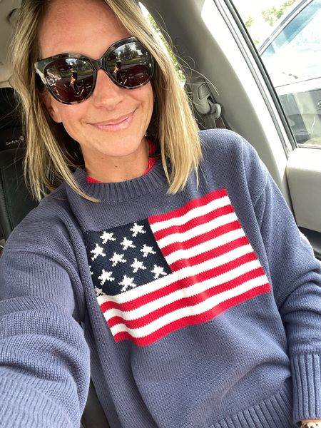 Affordable American flag sweater from Old Navy! Runs tts for an intentional oversized fit. Size down if you want a more fitted look. Also comes in cream.

#LTKStyleTip #LTKSeasonal #LTKFindsUnder50