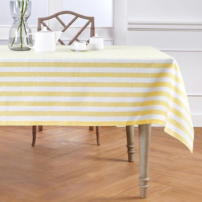 Solino Home Linen Yellow and White Tablecloth 60 x 108 Inches - Sorrento Stripe for Dining Table, Holiday and Everyday Table Decor | Target