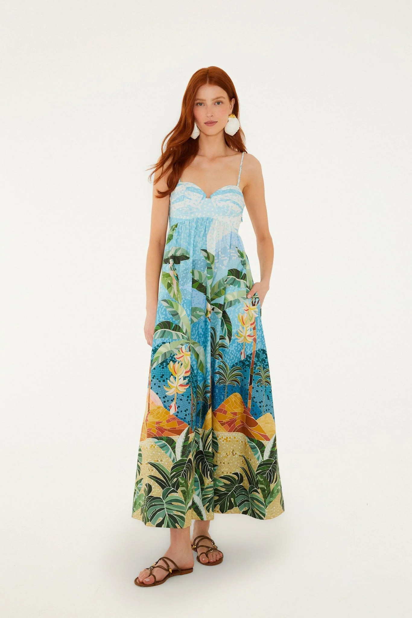 Multicolor Rio Mosaic Sweetheart Neck Maxi Dress | FARM Rio | FarmRio (US)