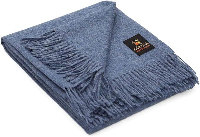 100% Baby Alpaca Wool Blanket Throw Solid Color Design for Bed Couch Sofa Soft Warm Peruvian Alpa... | Amazon (US)