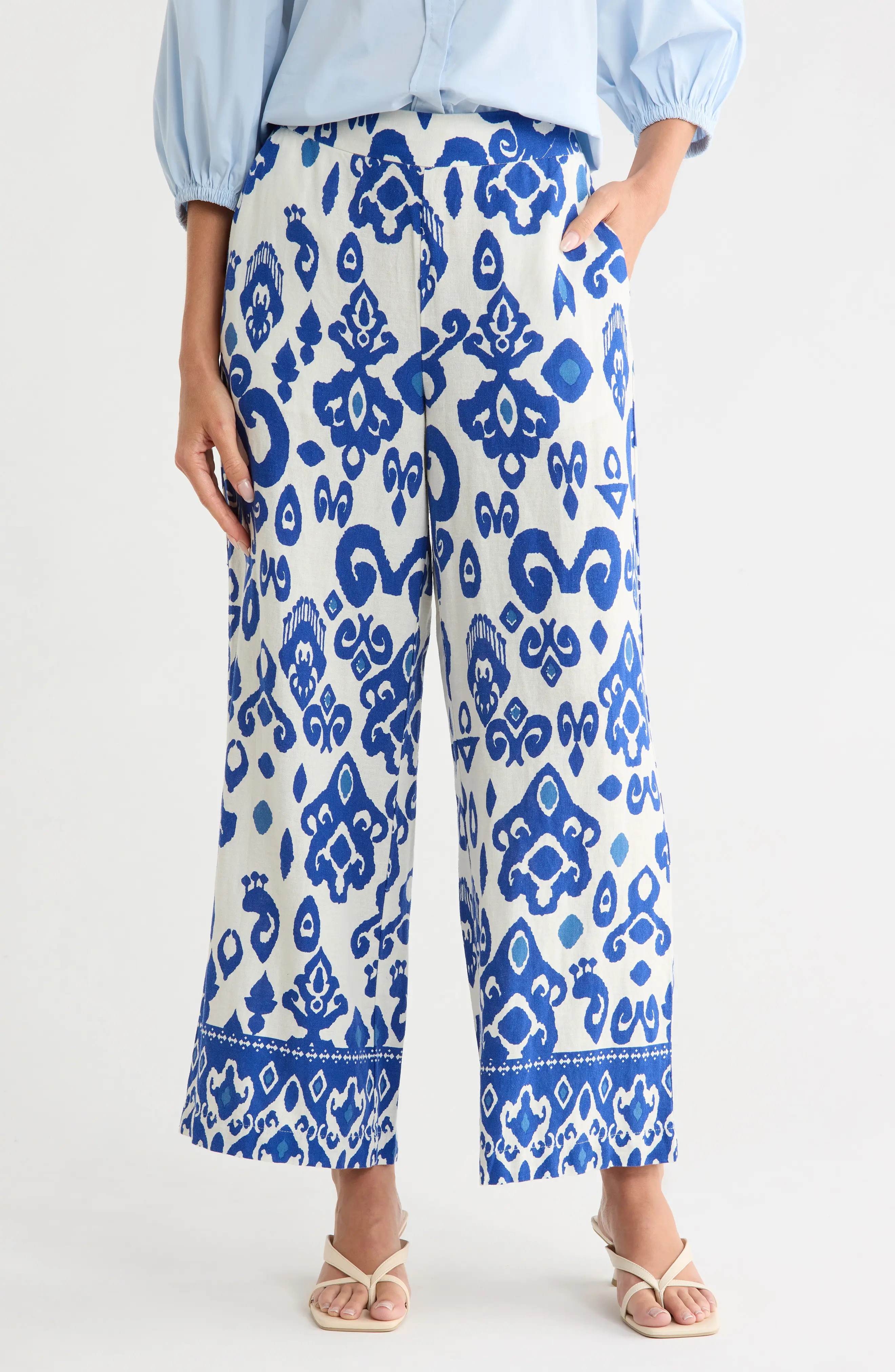 Placed Print Linen Blend Pull-On Pants (Women) | Nordstromrack | Nordstrom Rack