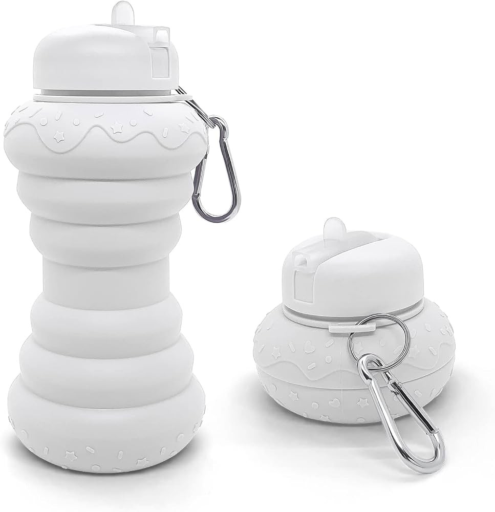 Luuttle 20oz White Collapsible Silicone Water Bottle Doughnut Style - Reuseable Water Bottles for... | Amazon (US)