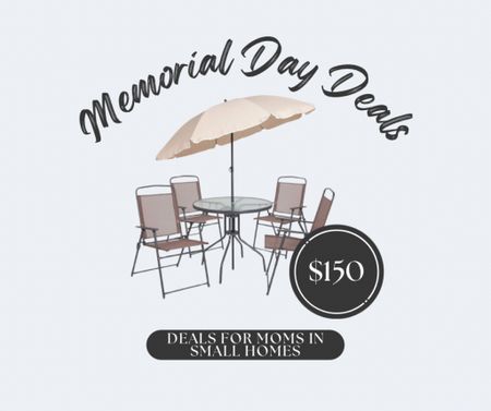 This patio set has everything you need, and is currently on sale for $150 this memorial day. It even has folding chairs! The Nantucket outdoor dining set.

Small patio, outdoor set, patio set, Amazon deal, Amazon home, memorial day, 

#LTKSaleAlert #LTKSeasonal #LTKHome