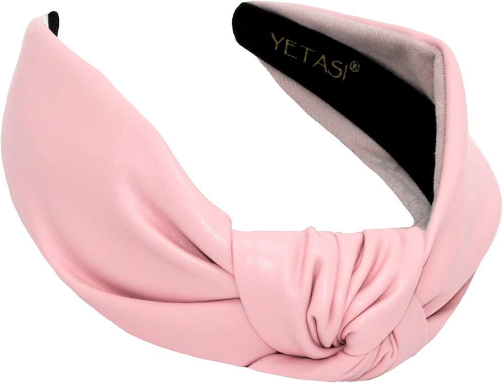 Headbands for Women Pink Lemonade Head bands for Women's Hair Faux Leather Knotted Headband is a ... | Amazon (US)