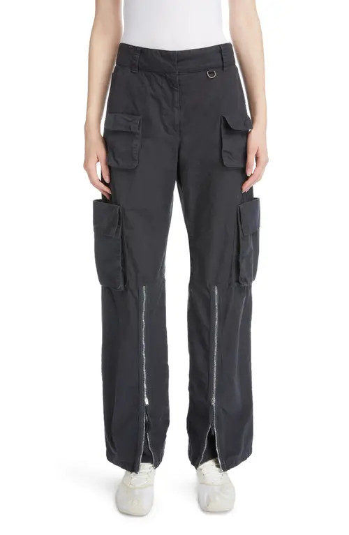 Acne Studios Patessa Zip Leg Cotton Cargo Pants in Charcoal Grey at Nordstrom, Size 10 Us | Nordstrom