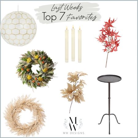 Last weeks top 7 favorites !!
Pendant lighting, battery operated candles, martini table, fall wreaths, fall faux stems 

#LTKhome #LTKSeasonal