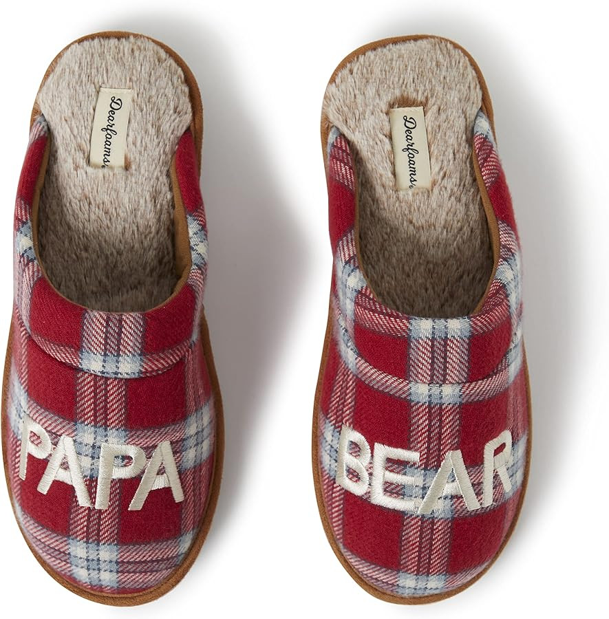 Dearfoams Men's Christmas Gifts for Dad Father Grandpa Matching Family Pajama Papa Bear Slipper | Amazon (US)
