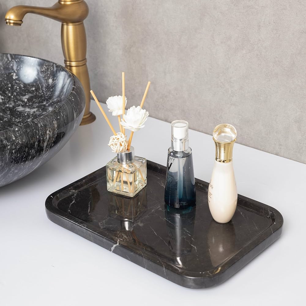 Luxurious Handmade Tray, Genuine Marble Tray, 12x8x0.8 inch, 100% Natural Marble Trays for Decor/... | Amazon (US)