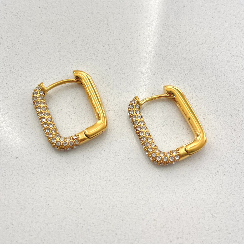 Cubic Zirconia Square Hoop Earring | Ellie Vail Jewelry