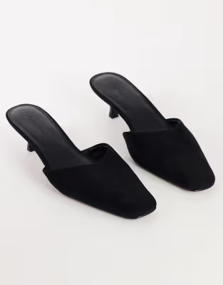 Arthur rounded toe mid heel mule in black faux suede | Topshop (UK, DE, FR)
