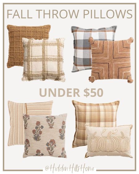 Fall throw pillows under $50, seasonal home decor, fall decor ideas, affordable fall decor #fall 

#LTKunder50 #LTKhome #LTKSeasonal