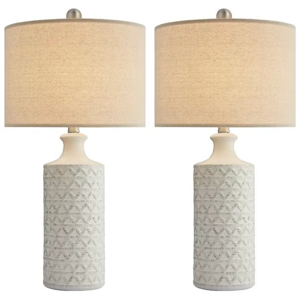 Oneach 24.75''  Modern Contemporary Ceramic Table Lamp Set of 2 for Living Room White Desk Decor ... | Walmart (US)