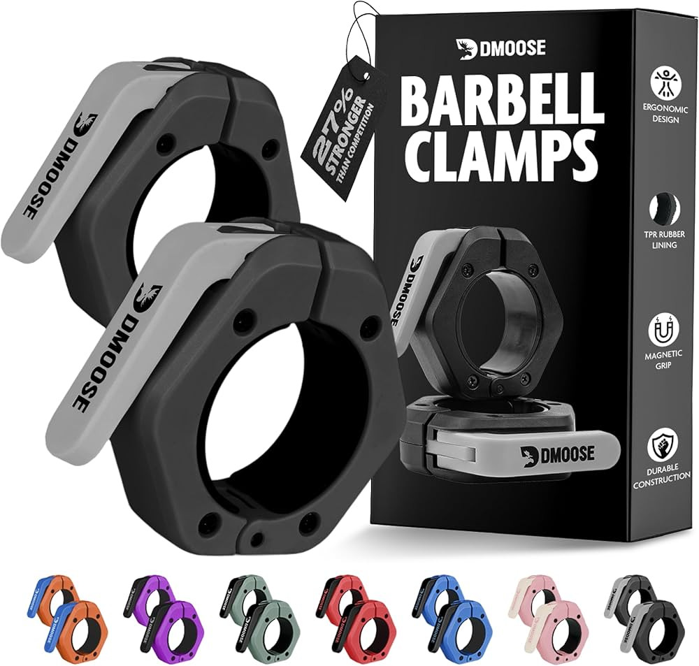 DMoose Fitness Barbell Clips 2" (Pair) - Quick Release Olympic Barbell Clamps with Anti Slip TPR ... | Amazon (US)