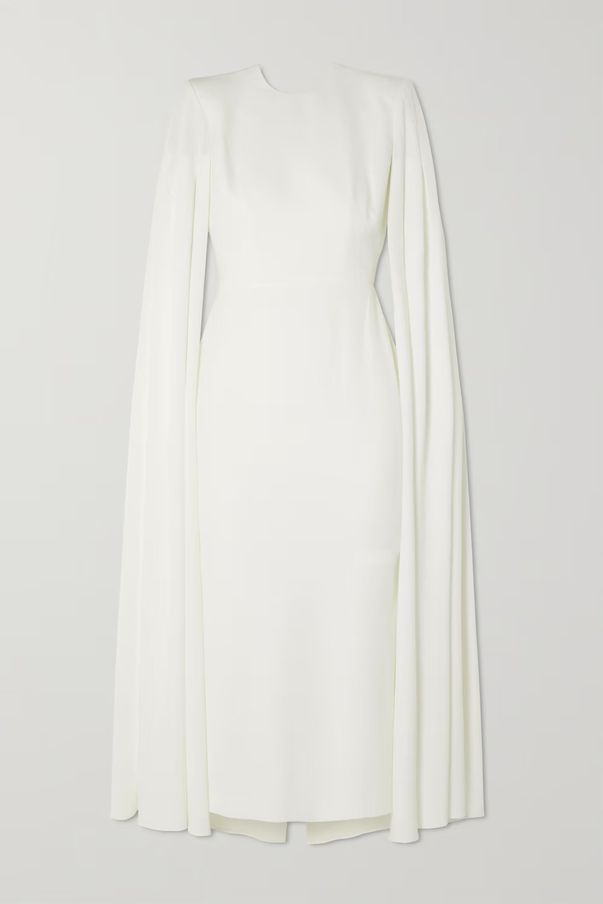 White Kennedy cape-effect satin-crepe midi dress | ALEX PERRY | NET-A-PORTER | NET-A-PORTER (UK & EU)