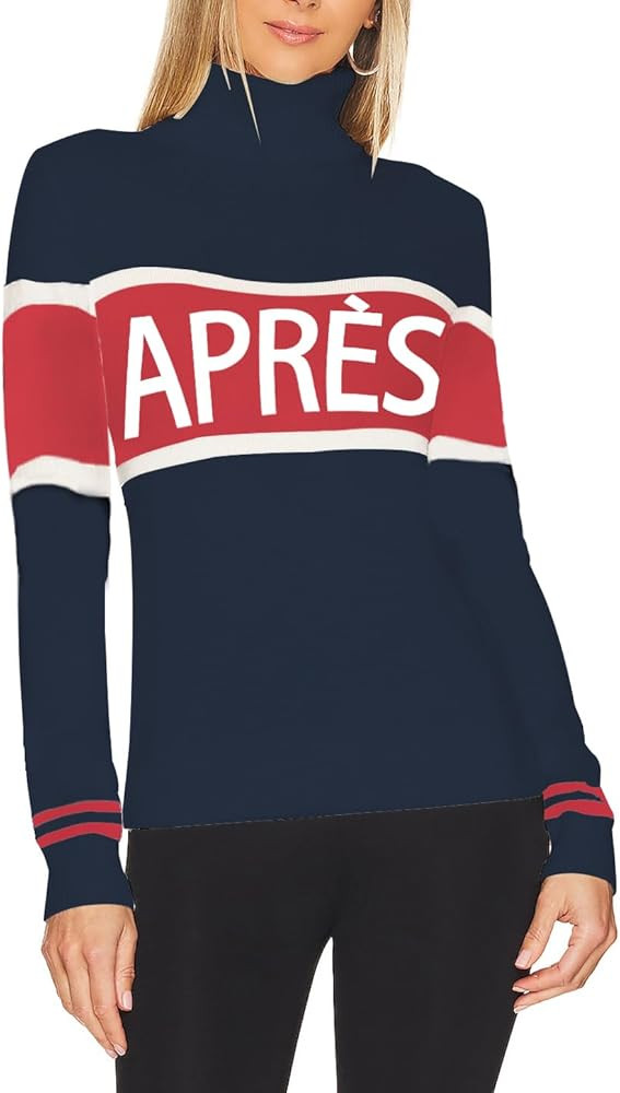 Women Turtleneck Sweaters Stripe Sleeve Colorblock Shirts Apres Ski Tops 2025 Fashion Winter Ther... | Amazon (US)