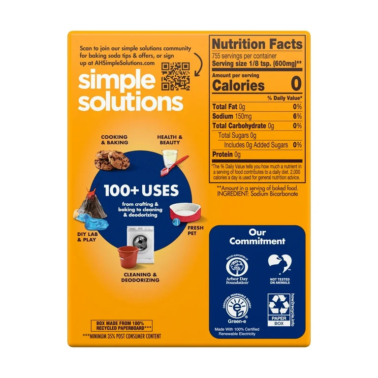 ARM & HAMMER Pure Baking Soda, For Baking, Cleaning & Deodorizing, 1 lb Box | Walmart (US)