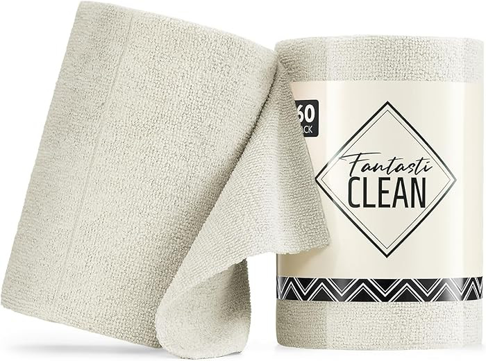 Fantasticlean Microfiber Cleaning Cloth Roll -60 Pack, Tear Away Paperless Towels, 8" x 8", Reusa... | Amazon (US)