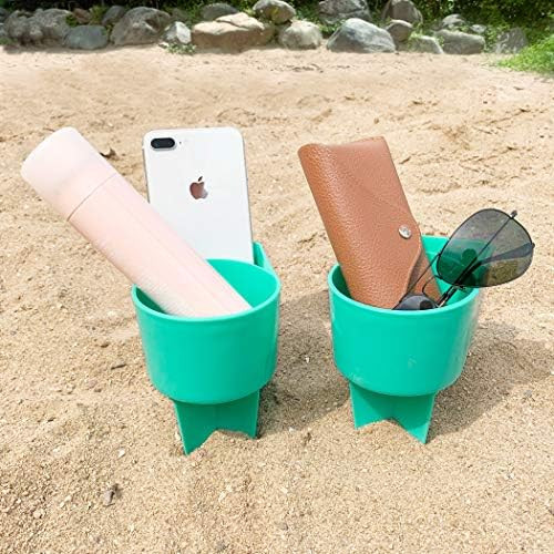 Home Queen Beach Cup Holder with Pocket, Multi-Functional Sand Cup Holder for Beverage Phone Sunglas | Amazon (US)