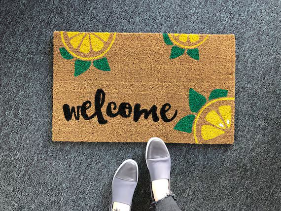 Lemon doormat / Outdoor Welcome Mat / Housewarming Gift / Spring Decor / Lemon Decor / Spring Doo... | Etsy (US)