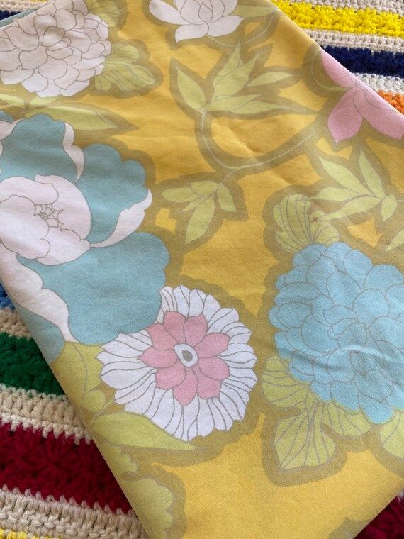 Vintage Pacific Miracle Twin Flat Sheet Flower Power Orange - Etsy | Etsy (US)