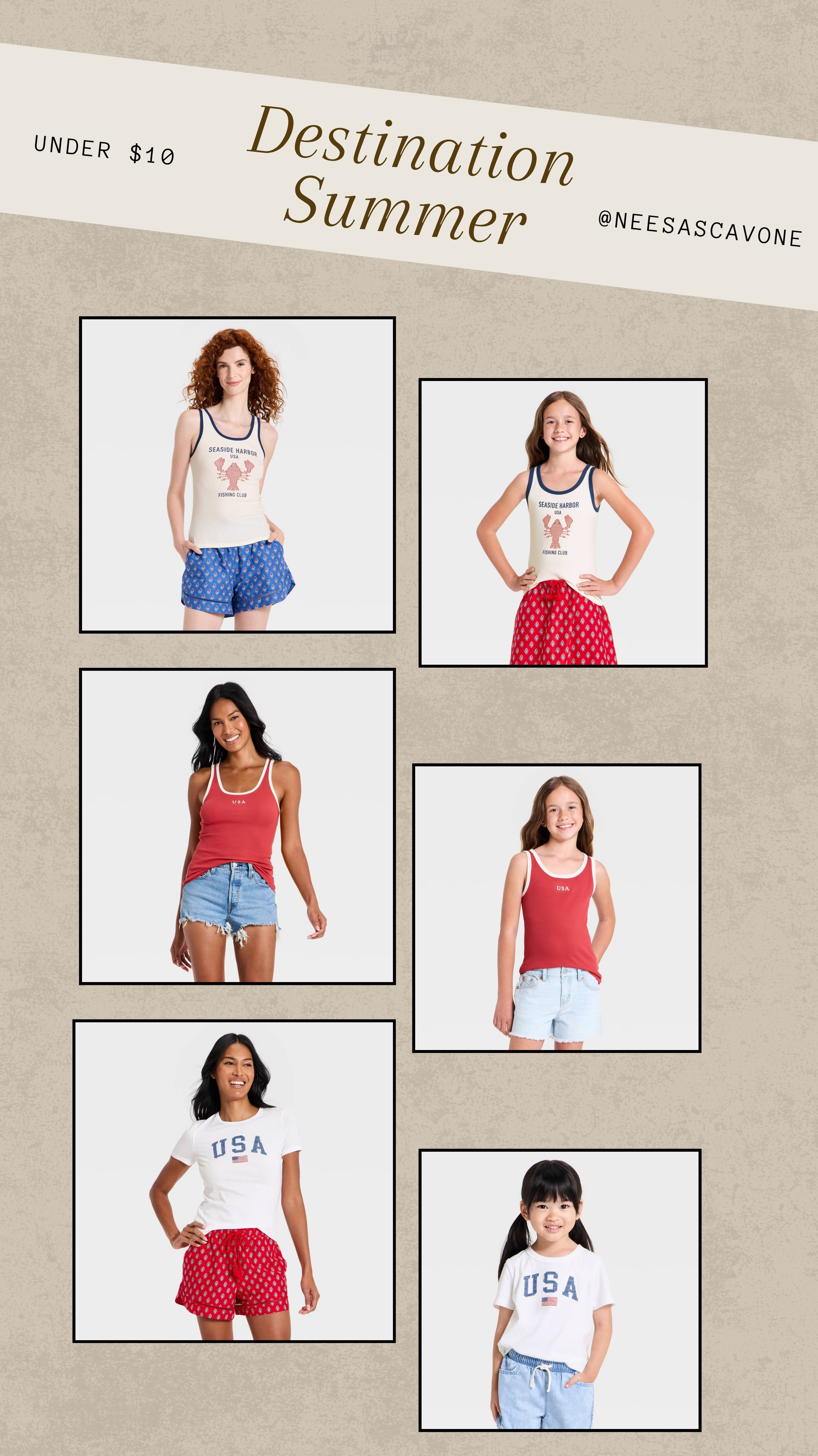 Destination summer outfits under $10 🇺🇸☀️ Matching mom + kid finds that look way more expensive than they are. Perfect for Fourth of July outfits, summer vacations, beach trips, Disney days, and everyday summer style. Linking all the affordable Target finds in my LTK! #LTKunder50 #TargetStyle #SummerOutfits #MatchingMomAndMe #FourthOfJulyOutfits #AffordableFashion #MomStyle #KidsFashion #TargetFinds #SummerFashion #FamilyMatchingOutfits #VacationOutfits #DisneyMom #PatrioticStyle #LTKfamily 

 #LTKSeasonal #LTKSaleAlert #LTKKids